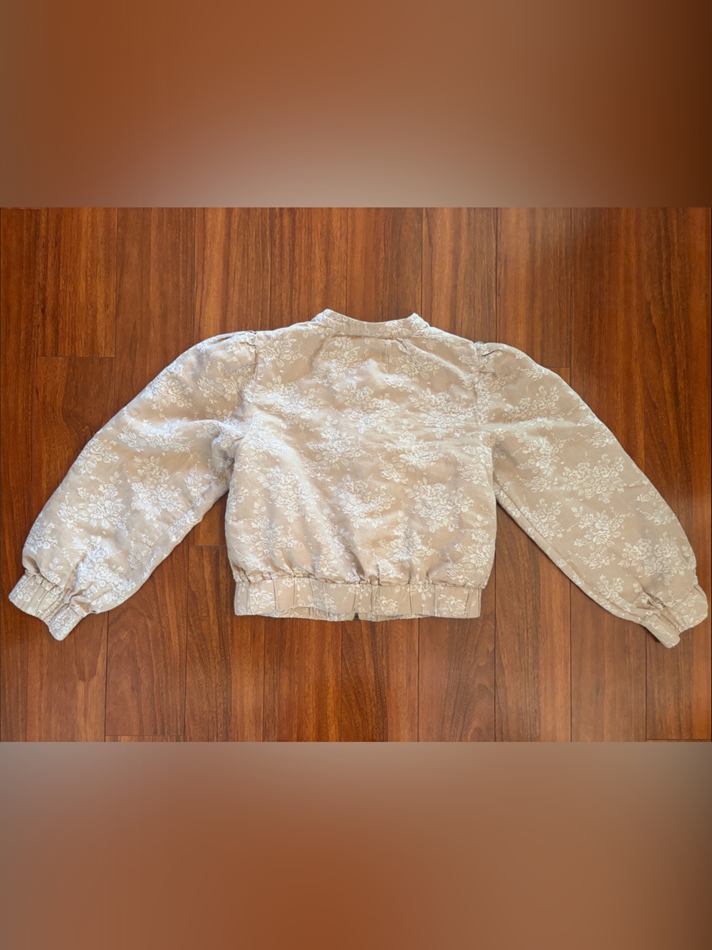 Anthropologie Cream Embroidered Floral Puff-Sleeve Feminine Bomber Jacket - Picture 4 of 5